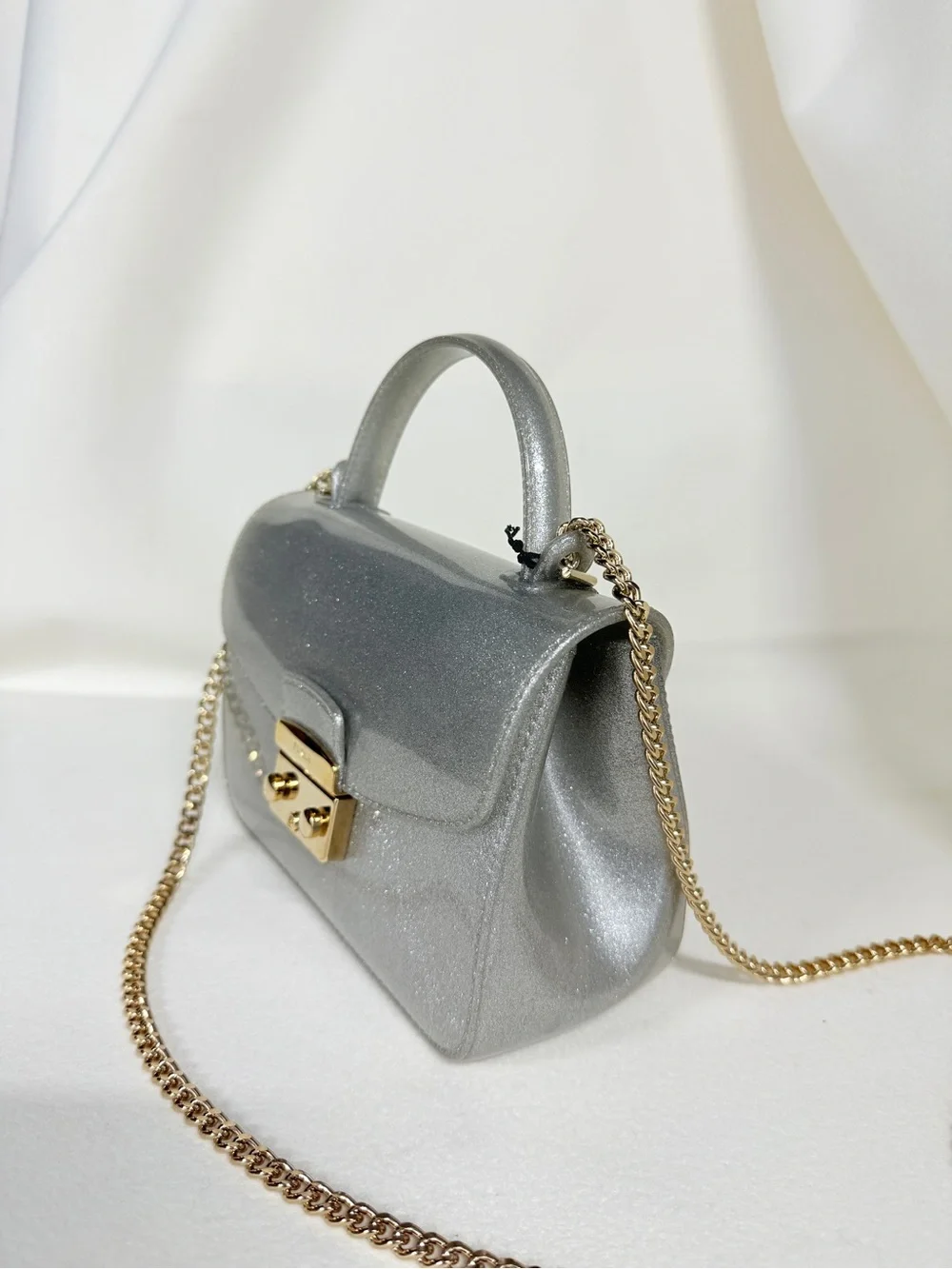 Furla Candy Meringa Mini Crossbody Bag In Silver